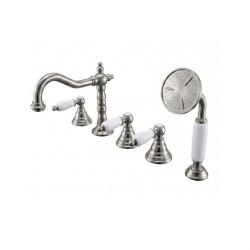 Grifo de bañera PB Classic de 5 orificios con palanca blanca acero inoxidable 1208854802